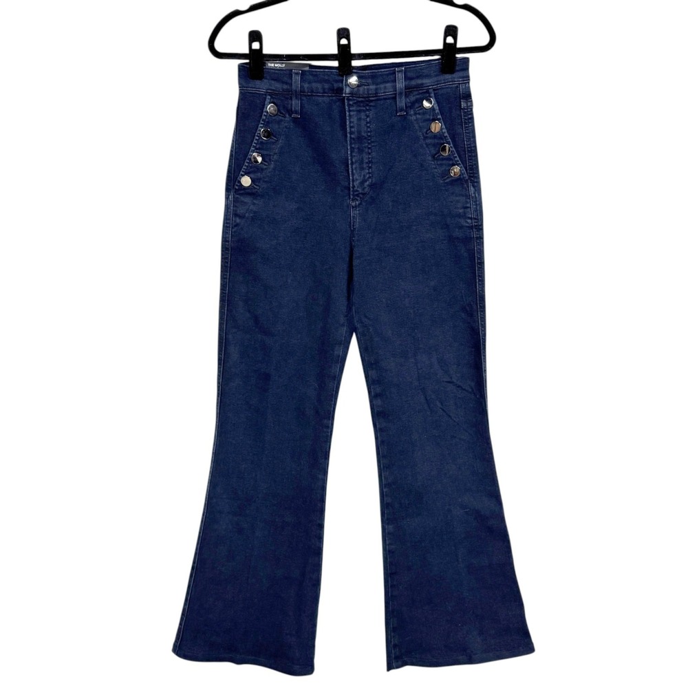 Joe's The‎ Molly Jeans, Size 27, High Rise Flare Blue Dark Wash Button Trim NEW